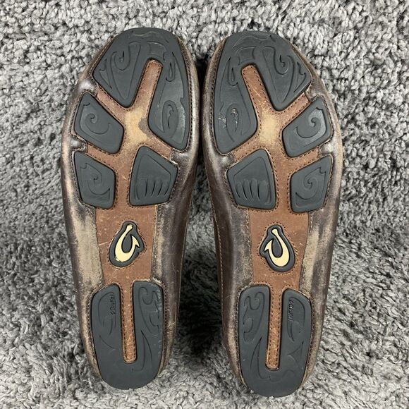 OluKai Men's Size 10 Akepa Moc Brown Leather Driving Loafers Shoes - Picture 7 of 8